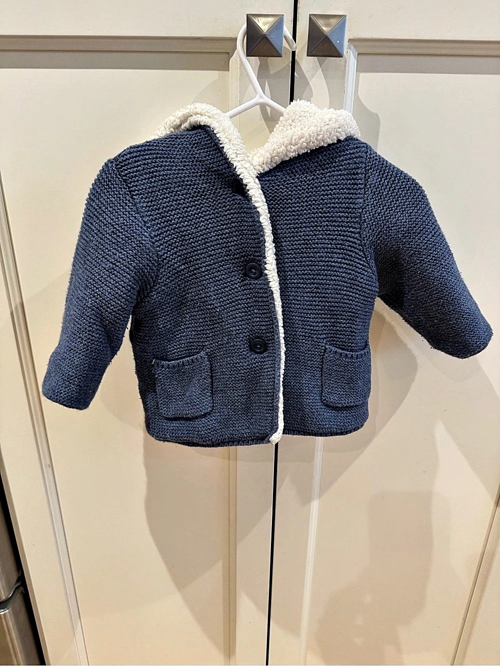 Gap 3-6m Baby Blue Sherpa-Lined Hooded sweater